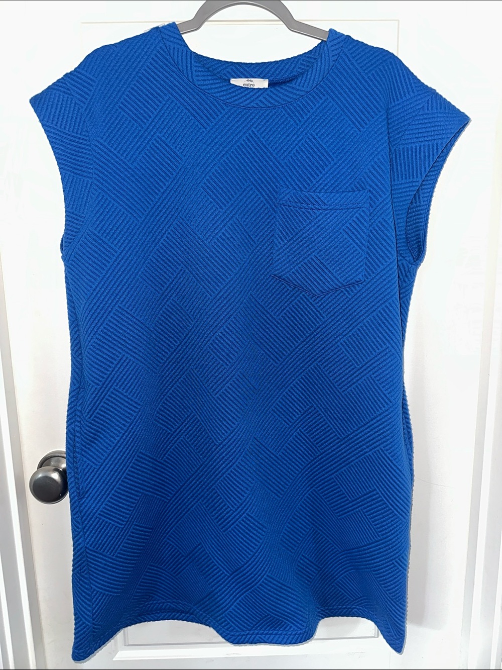 entro Vibrant Cobalt Blue Textured Mini Dress with Pocket